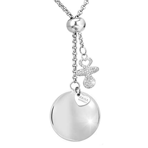 SAGA GIOIELLI Collana Chiama Angeli Per Gravidanza Bola - Lunghezza Regolabile Con Manine Dorate - Made In Italy
