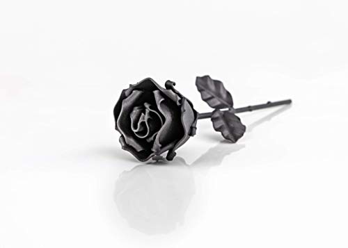 Rosa Eterna fatta di Ferro Battuto Nero - Forgiata a Mano - Regalo San... - Ilgrandebazar
