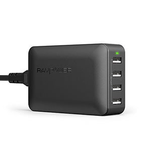 RAVPower - Caricatore da Muro RAVPower, 4 Porte USB (40W/8A Max, 2.4A Nero - Ilgrandebazar