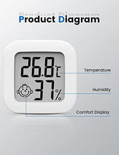 Carica l&#39;immagine nel visualizzatore di Gallery, Mini Igrometro Termometro Digitale, Termometro Ambiente con Livello di Comfort, Monitor di Temperatura e umidità, Termometro da Interno per Serra, Stanza, Casa