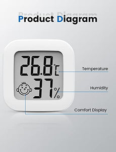 Mini Igrometro Termometro Digitale, Termometro Ambiente con Livello di Comfort, Monitor di Temperatura e umidità, Termometro da Interno per Serra, Stanza, Casa