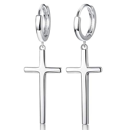 Slliss Orecchini in Argento Croce Pendenti per Uomini Silver - Ilgrandebazar