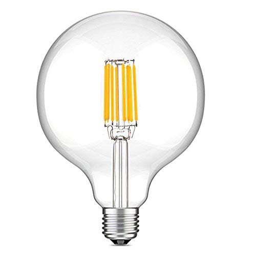 10W G125 E27 Edison LED Filamento Vetro 1-Pacco G125, Bianco Caldo - Ilgrandebazar