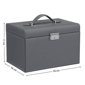 SONGMICS Cofanetto Portagioielli, Scatola Portagioie con 2 Cassetti Grigio