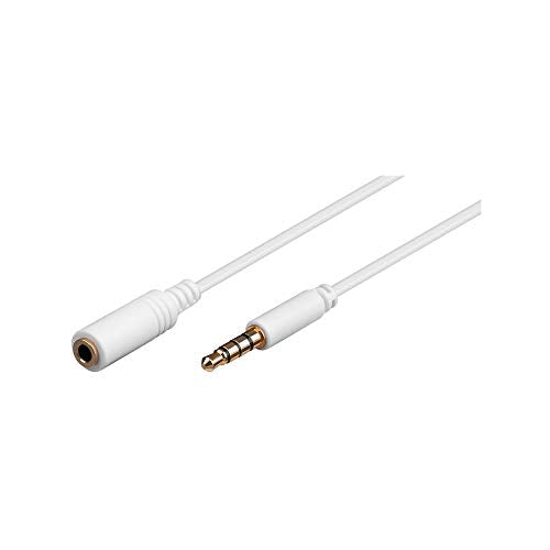 Goobay 62360 Prolunga Audio e Cuffie AUX, 4 Pin da 3.5mm Slim, CU, Bianca,...