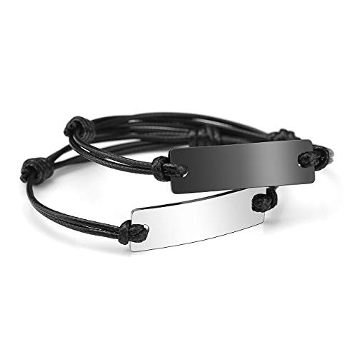 Zysta 2pcs Uomo Donna Bracciale Coppia di Distanza in Acciaio con Ciondolo #2