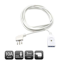 EW3800 - Prolunga elettrica bianca 3mt, spina Italiana 10A 90° Bianco - Ilgrandebazar