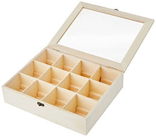 Carica l&#39;immagine nel visualizzatore di Gallery, RAYHER 6241500 Scatola Porta Bustine Tè Tisane in Legno Naturale, 12 Scomparti 28,5 x 23,5 x 7cm