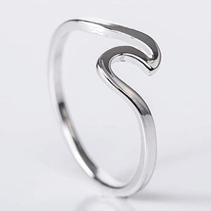 Anello da donna, a forma di onda, artigianale, in acciaio inox, regalo silver - Ilgrandebazar