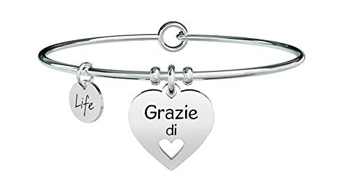 KIDULT LIFE LOVE BRACCIALE ACCIAIO 316L - CUORE | GRAZIE 731298 - Ilgrandebazar