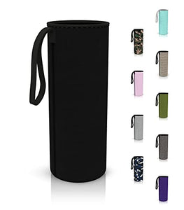 spottle® Custodia in neoprene per piatti in vetro da 550, 750 e 950ml, Porta Bottiglia Acqua in Neoprene con con pratica cappio di trasporto realizzata in neoprene ecologico (Nero, 550ml)