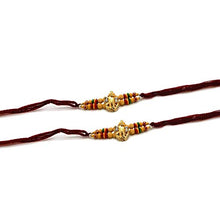 Carica l'immagine nel visualizzatore di Gallery, Bignay Set di 2 fili Raksha Bhandan fatti a mano Rakhi, Multi Stone Rakhi - 4 - Ilgrandebazar