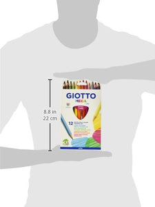Giotto 220600 - Gio Mega-Tri Astuccio 12 Maxi Pastelloni Colorati - Ilgrandebazar