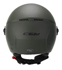 CGM Casco demi jet 107A FLORENCE MONO Verde opaco sagomata, L