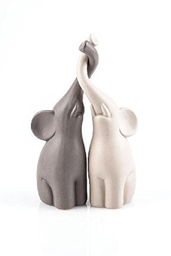 Pajoma - Coppia di Statuette in Ceramica a Forma elefantini, Grigio (Grau)