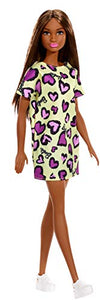 Barbie- Bambola Castana con Abito Giallo Cuoricini Viola Giocattolo per... - Ilgrandebazar