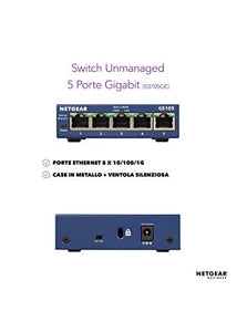 Netgear GS105GE Switch Ethernet 5 porte Gigabit, switch Unmanaged,...