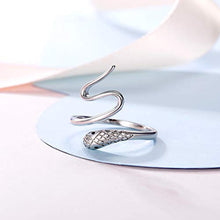 Carica l&#39;immagine nel visualizzatore di Gallery, SILVERCUTE Donna Anello Aperto/Orecchini Fascia Gatto/Corna di Serpente