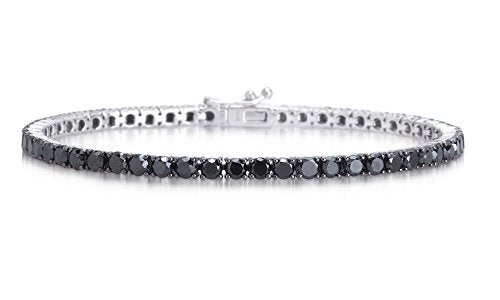 Bracciale Tennis in Argento 925 Rodiato con Zirconi Neri Taglio Diamante,... - Ilgrandebazar