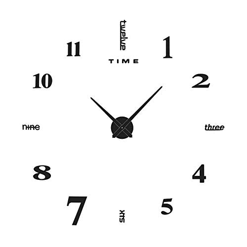 Yolistar Moderno Orologio da Parete Fai Te, 3D Adesivo Nero - Ilgrandebazar