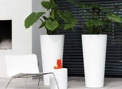 Vaso Tondo moderno liscio Ø38xh 85 cm in resina cache-pot BIANCO grigio - Ilgrandebazar