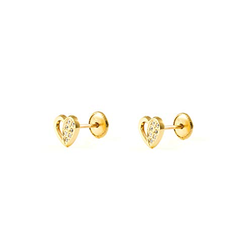 Orecchini per Bambini cuore - oro giallo 9k (375)
