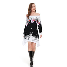 Carica l&#39;immagine nel visualizzatore di Gallery, ANVIGO Vestiti di Natale Donna, Abito stampato di Natale, Abbigliamento Vatalizio Donna, Maniche lunghe con fiocchi di neve e motivi di Babbo Natale per Feste di Natale, Cene di Famiglia (L, Nero)