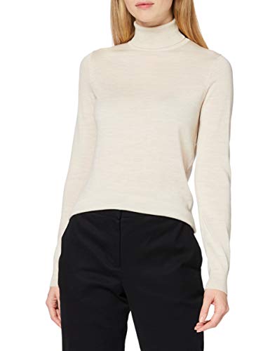 Marchio Amazon - MERAKI Pullover Lana Merino Donna Collo 48, Beige (Oatmeal) - Ilgrandebazar