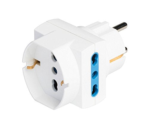 Poly Pool PP2351 Adattatore Triplo con 2 Prese Bivalenti, 1 Presa Bianco - Ilgrandebazar