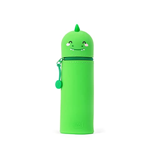 Legami , Astuccio 2 In 1 Morbido Silicone Kawaii Portapenne Da Tavolo Chiusura Con Cerniera 6 3 Cm Unisex Bambini E Ragazzi, Dino, Taglia unica