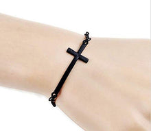 Carica l'immagine nel visualizzatore di Gallery, Legisdream Braccialetto con Croce Nero Gioiello Unisex Idea Regalo per Ogni... - Ilgrandebazar