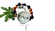 Carica l&#39;immagine nel visualizzatore di Gallery, Orologio da polso donna elasticizzato Bracciale perle Legno Bianco Nero... - Ilgrandebazar