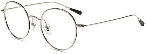 Firmoo Occhiali Luce Blu, Occhiali da Riposo per Computer Anti Luce Blu/Mal di Testa, Occhiali Retrò Rotondi Uomo Donna(Argento)