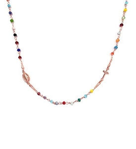 Collana Donna Rosario Girocollo In Argento 925 E Pietre Colorate - Croce E... - Ilgrandebazar
