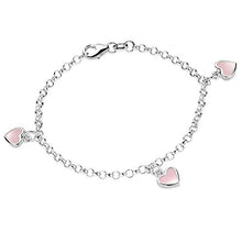 Carica l&#39;immagine nel visualizzatore di Gallery, MATERIA - Bracciale in argento 925 per bambina con cuore rosa smaltato 16 cm... - Ilgrandebazar