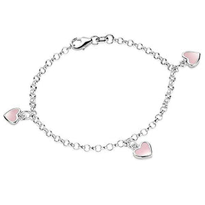 MATERIA - Bracciale in argento 925 per bambina con cuore rosa smaltato 16 cm... - Ilgrandebazar