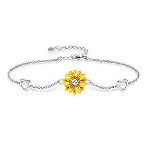 SNZM Collana da Donna con Ciondolo a Forma di Girasole, Oro Bianco - Ilgrandebazar
