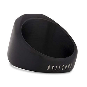 Akitsune Iustitia Anello | Design-Anello Donna Uomo Sigillo Nero Opaco - Ilgrandebazar