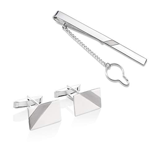 STERLL - Set di gemelli e fermacravatta in argento Sterling 925, regalo...