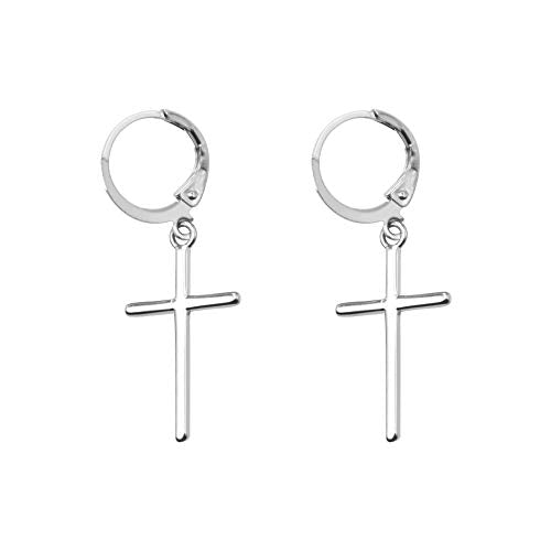 WikiMiu Orecchini da uomo in argento 925 con pendenti Croce, Gioielli di... - Ilgrandebazar