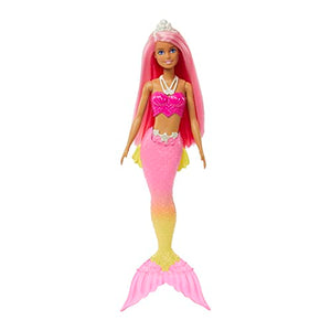 Barbie - Dreamtopia Sirena Bambola capelli rosa con coda rosa e giallo sfumati e coroncina, Giocattolo per Bambini 3+ Anni, HGR11
