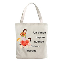 Carica l'immagine nel visualizzatore di Gallery, ASODWST Un Bimbo Impara Quando L'amore Insegna-Borsa Tela-Borsa per La Spesa Donna Ecocompatibile Lavabile-Idea Regalo di Laurea per Insegnante