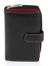 Carica l&#39;immagine nel visualizzatore di Gallery, Visconti portafoglio di pelle da donna a piegatura Nero/Rosso (Blk/Red)
