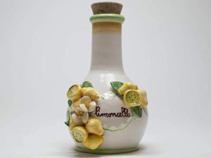 Set 'Limoncello': vassoio piccolo dipinto a mano+bottiglia con scritta... - Ilgrandebazar