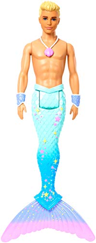 Barbie Ken Tritone dei Mari, Bambola Bionda con Coda, Giocattolo per Bambini...