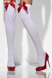 Smiffy's-Smiffys Auto-reggenti opachi, bianche, con fiocchi rossi Donna, XS... - Ilgrandebazar