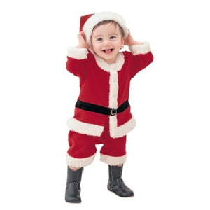 Vestito Primo Natale Bambino Costume Neonato - Completo Con Giacca, Pantaloni, Cappello E Calzini Babbo Natale