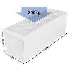 Carica l'immagine nel visualizzatore di Gallery, SONGMICS 120 L Pouf Contenitore Ottomane e poggiapiedi 110 x 38 x 38 Bianco - Ilgrandebazar