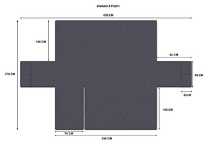Copridivano con Penisola 3 Posti (L 250 CM) Destra/Sinistra Universale Reversibile Impermeabile, Copridivano Chaise longue Antigraffio, Copridivano Angolare con Tasche Portaoggetti - Grigio Scuro