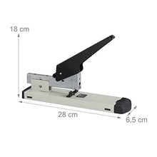 Carica l&#39;immagine nel visualizzatore di Gallery, relaxdays sparapunti Spillatrice Professionale, per 210 Fogli, con 24/6 Graffette, Cucitrice per un max. di 70 mm, maxi, grigio, acciaio, plastica, 1 pz